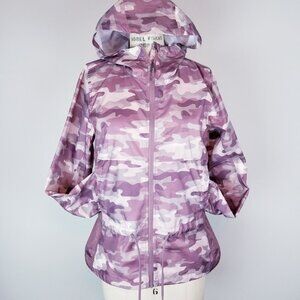 Eddie Bauer Pink & Mauve Camouflage Hooded Lightweight Rain Coat S/M